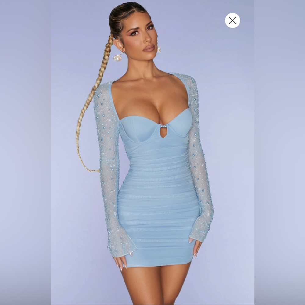 Oh Polly St German Embellished Ling Sleeve Dress